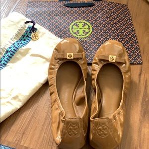 Brown patent Tory Burch ballet flats